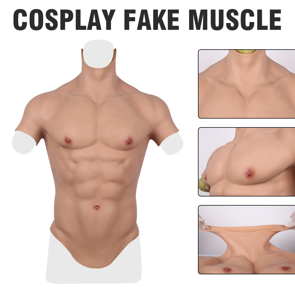 Cross-Love Cross Dress S/L Size Realistic Silicone Wearable Body Form Fake Short-Sleeve Muscle Upper Bodysuit