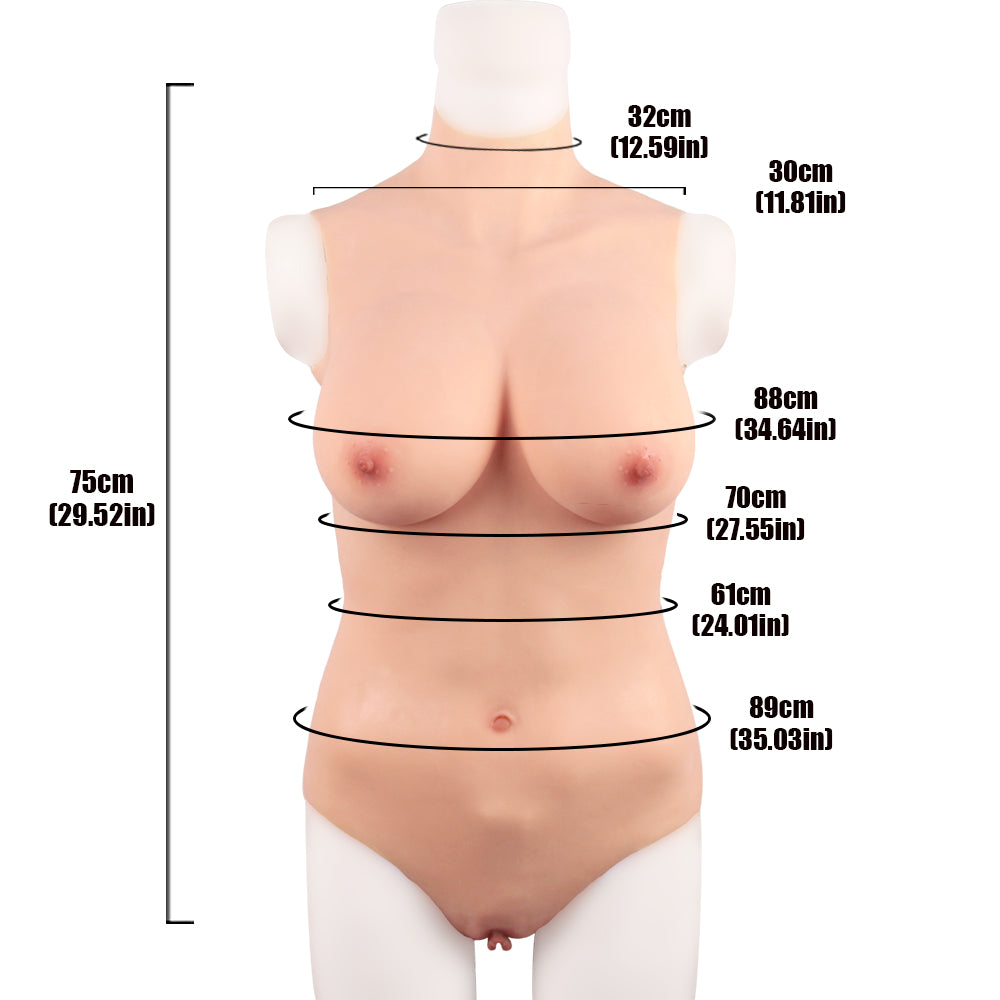 Cross-Love Cross Dress M-Size C-Cup Realistic Crop Top Briefs Silicone Wearable Body Form with Knickers Pant Bodysuit