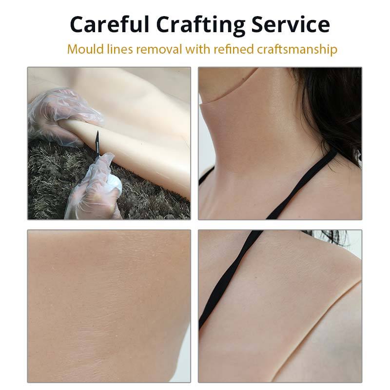Cross-love Cross Dress Female Silicone Wearable D Cup Body Suit with Lower Ankle-length Trousers with Long Sleeve for Cosplay Costume