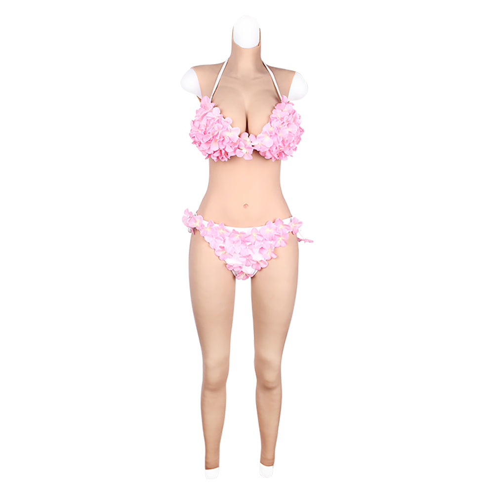 Cross-love Cross Dress Female Silicone Wearable D Cup Sleeveless Body Suit with Lower Ankle-Length Cosplay Costume