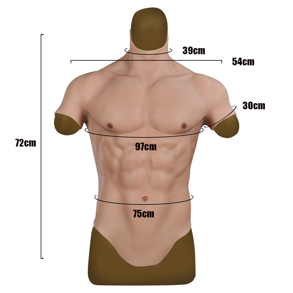 Cross-Love Cross Dress S/L Size Realistic Silicone Wearable Body Form Fake Short-Sleeve Muscle Upper Bodysuit