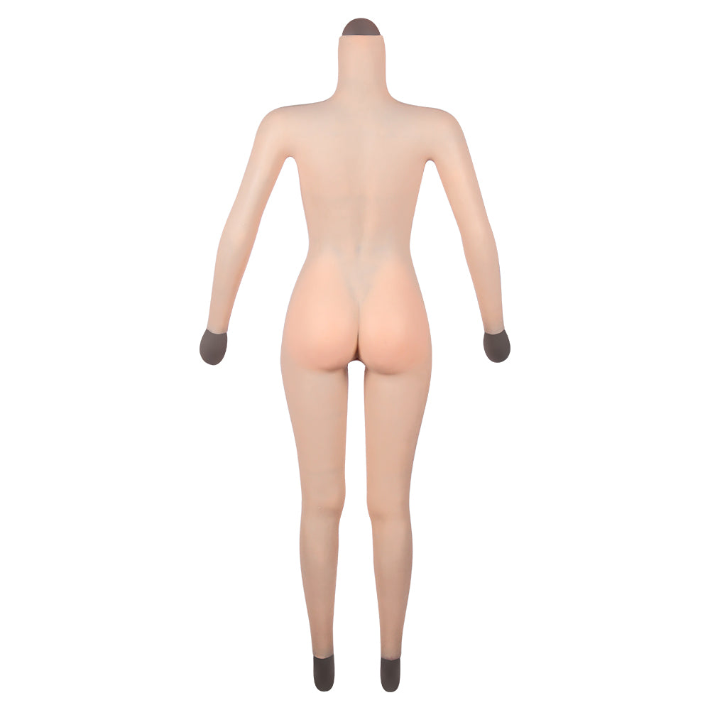 Cross-love Cross Dress Female Silicone Wearable D Cup Body Suit with Lower Ankle-length Trousers with Long Sleeve for Cosplay Costume
