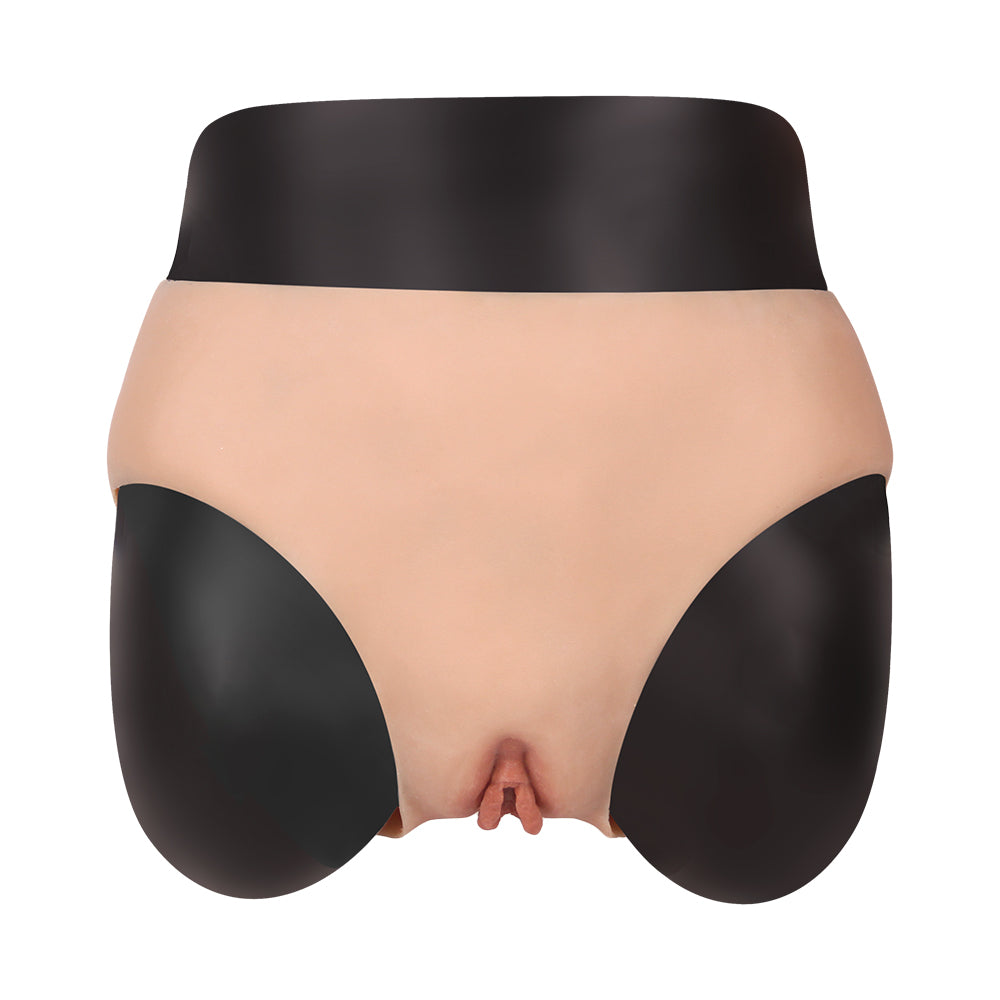 Cross-Love Crossdress Female Realistic Penetrable Vagina Wearable Silicone Briefs Knickers Pants with Vagina Butt and Hip Enhanced Effect