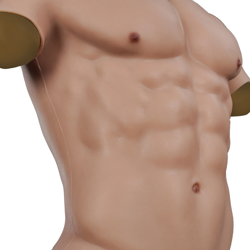 Cross-Love Cross Dress S/L Size Realistic Silicone Wearable Body Form Fake Short-Sleeve Muscle Upper Bodysuit