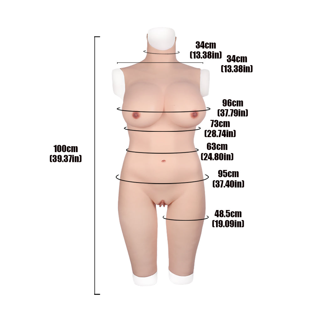 Cross-love Cross Dress Female Silicone Wearable G Cup Body Suit with Lower Capri Pants Cosplay Costume