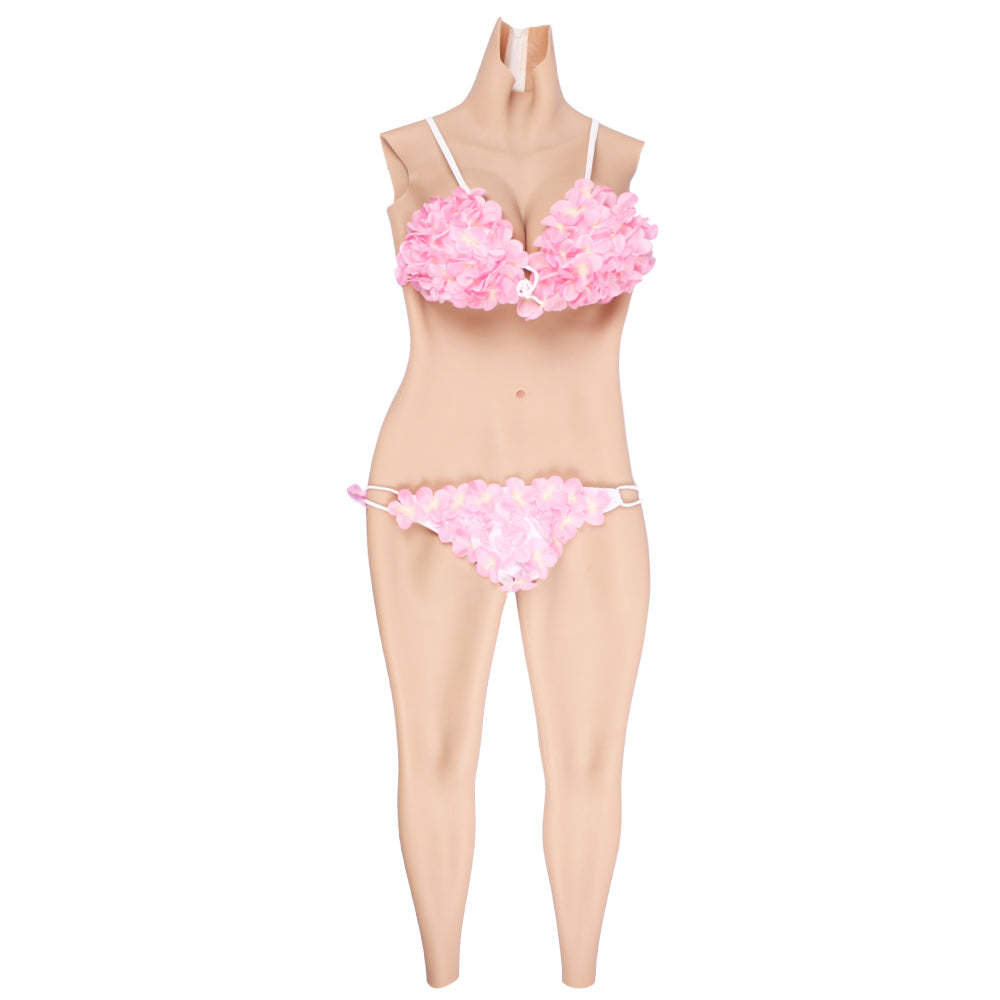 Cross-love Cross Dress Female Silicone Wearable D Cup Sleeveless Body Suit with Lower Ankle-Length Cosplay Costume