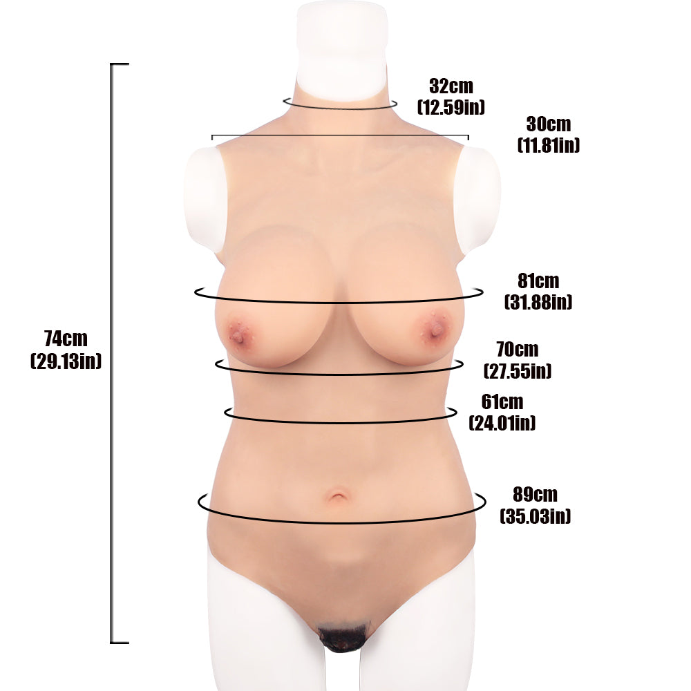 Cross-Love Cross Dress M-Size B-Cup Realistic Crop Top Briefs Silicone Wearable Body Form with Knickers Pant Bodysuit