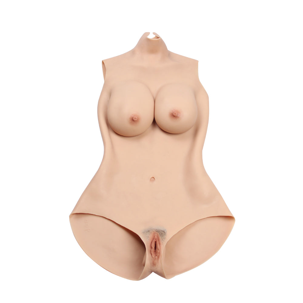 Cross-Love Cross Dress L-Size D-Cup Realistic Crop Top Briefs Silicone Wearable Body Form with Knickers Pant Bodysuit