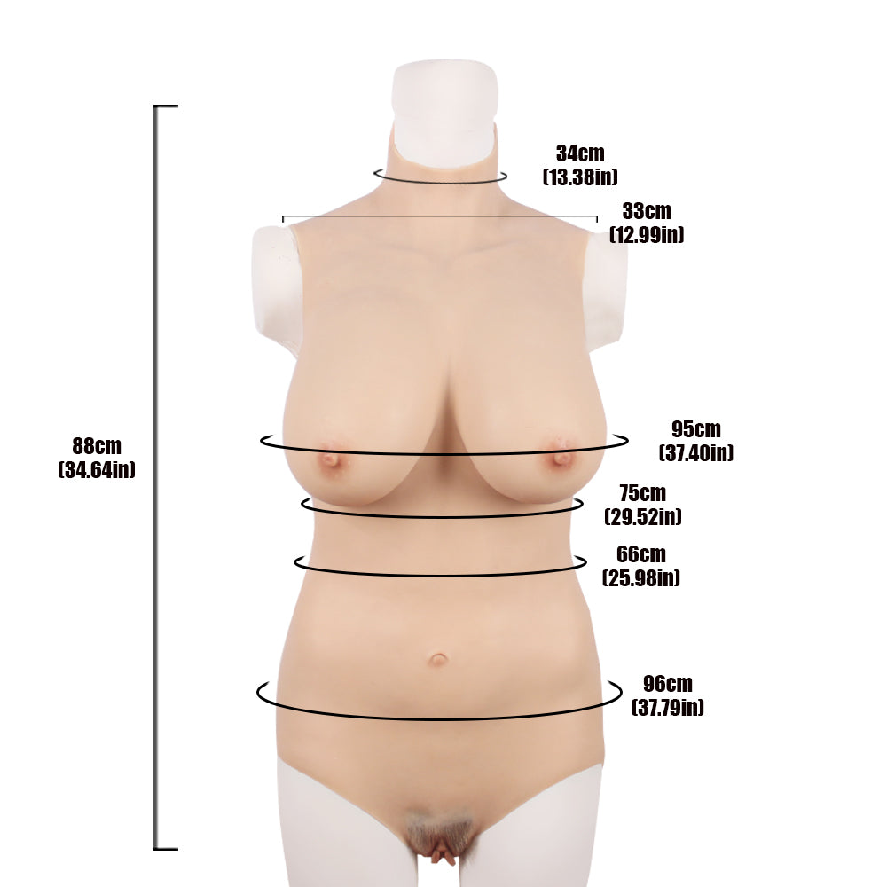 Cross-Love Cross Dress L-Size D-Cup Realistic Crop Top Briefs Silicone Wearable Body Form with Knickers Pant Bodysuit