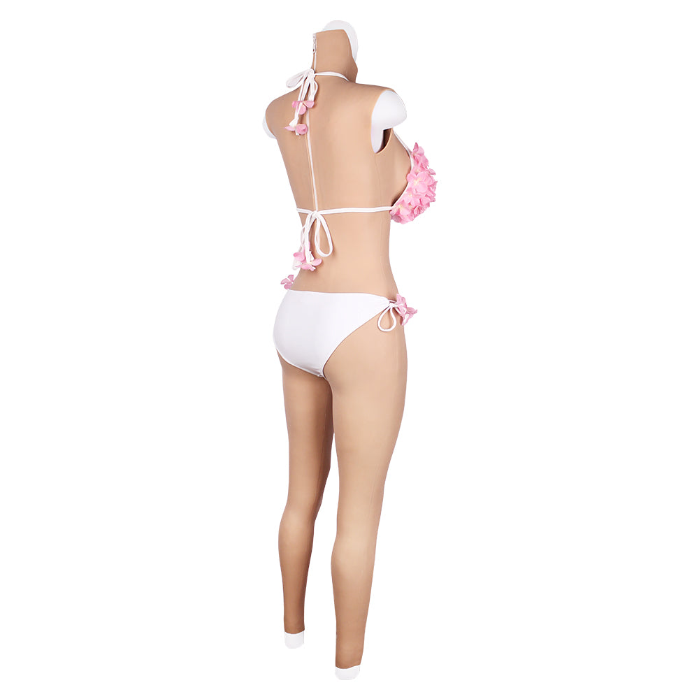 Cross-love Cross Dress Female Silicone Wearable D Cup Sleeveless Body Suit with Lower Ankle-Length Cosplay Costume