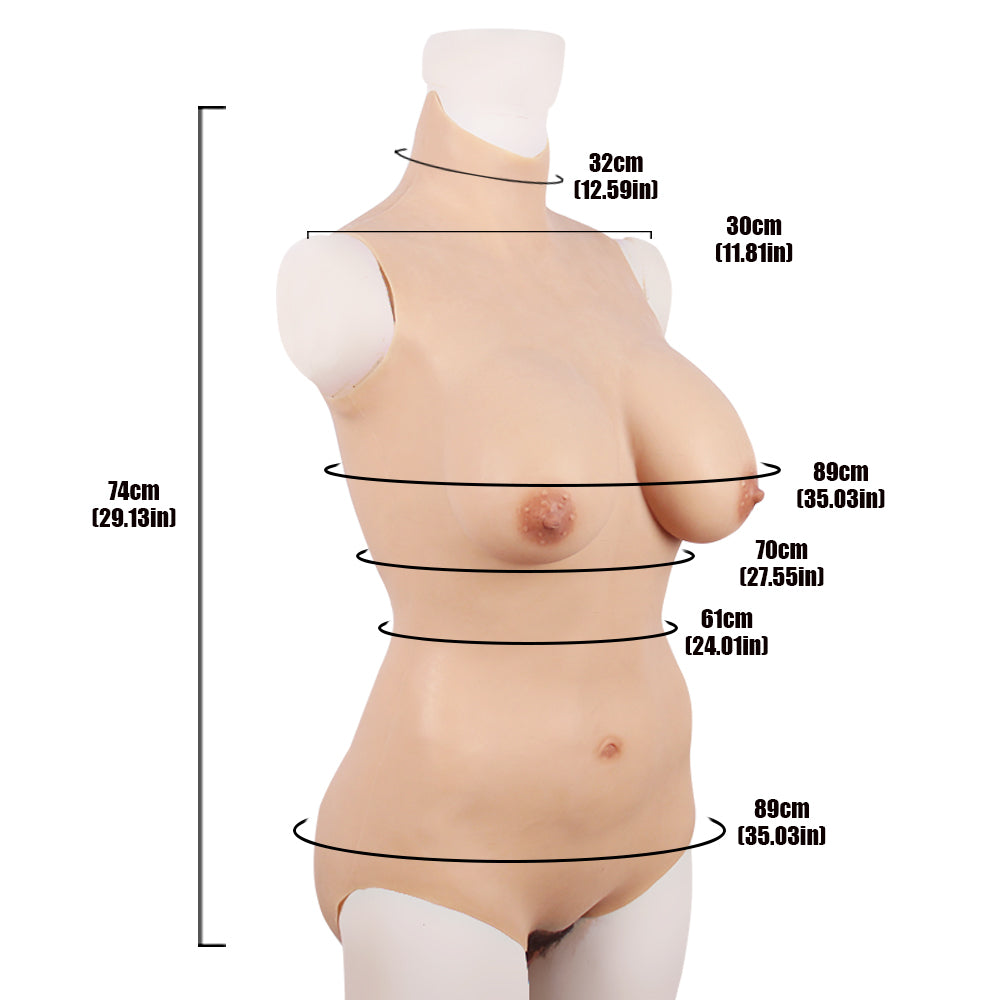 Cross-Love Cross Dress M-Size D-Cup Realistic Crop Top Briefs Silicone Wearable Body Form with Knickers Pant Bodysuit