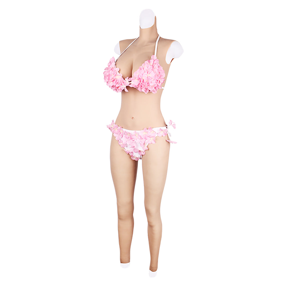 Cross-love Cross Dress Female Silicone Wearable D Cup Sleeveless Body Suit with Lower Ankle-Length Cosplay Costume