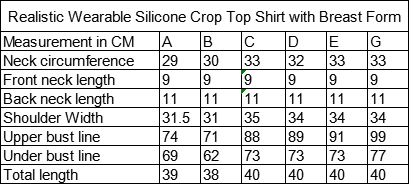 Realistic Wearable Silicone Crop Top Shirt with Breast Form