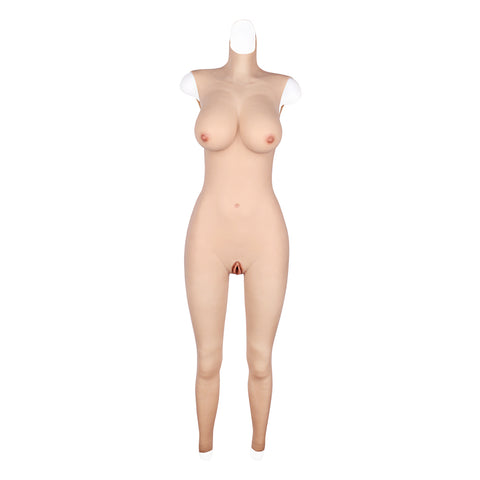 Cross-love Cross Dress Female Silicone Wearable D Cup Sleeveless Body Suit with Lower Ankle-Length Cosplay Costume