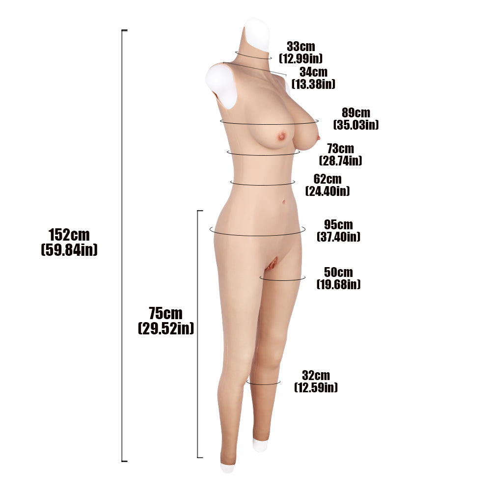Cross-love Cross Dress Female Silicone Wearable D Cup Sleeveless Body Suit with Lower Ankle-Length Cosplay Costume
