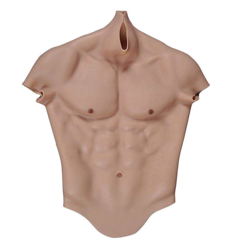 Cross-Love Cross Dress S/L Size Realistic Silicone Wearable Body Form Fake Short-Sleeve Muscle Upper Bodysuit