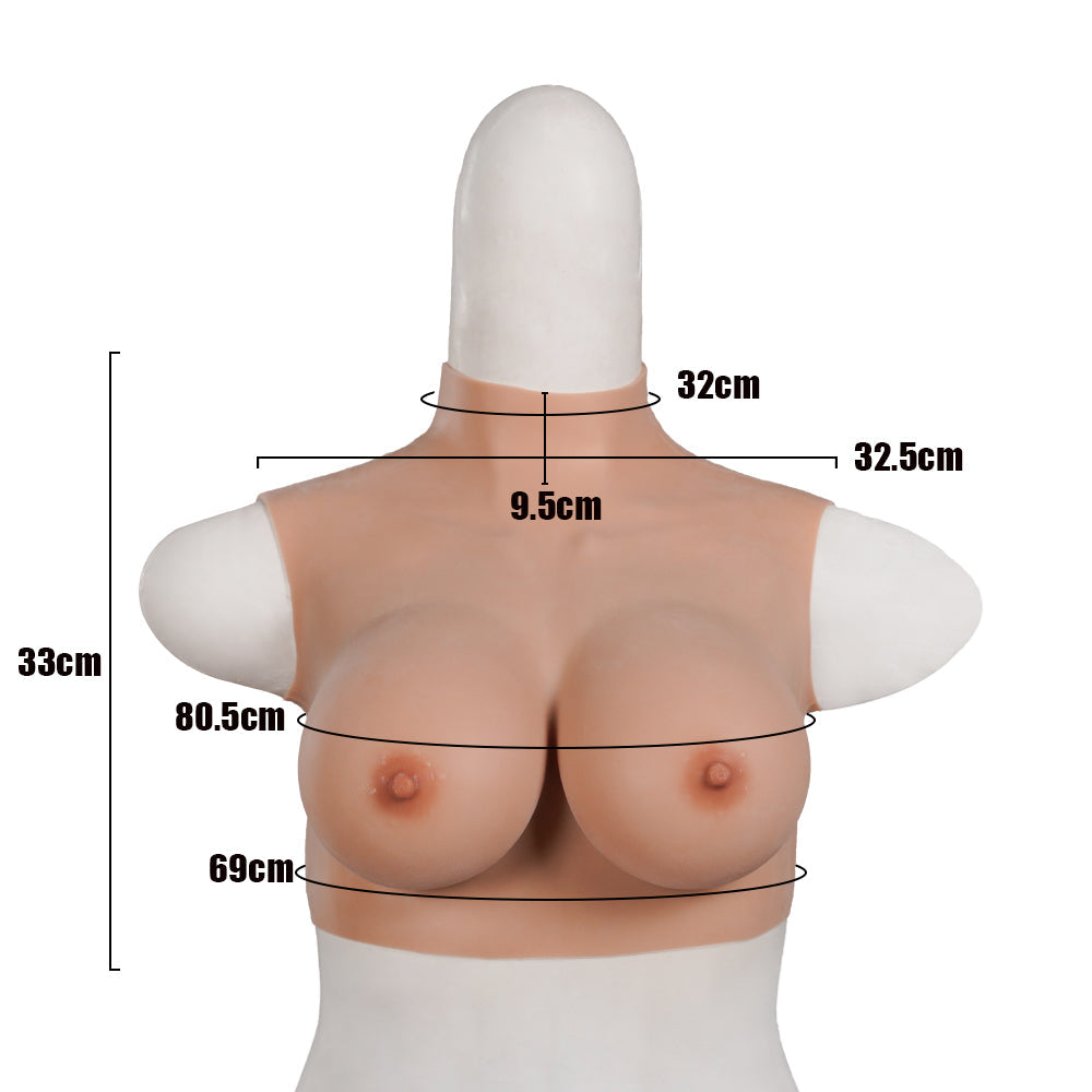 Realistic C Cup High Neck Sleeveless Breast Form