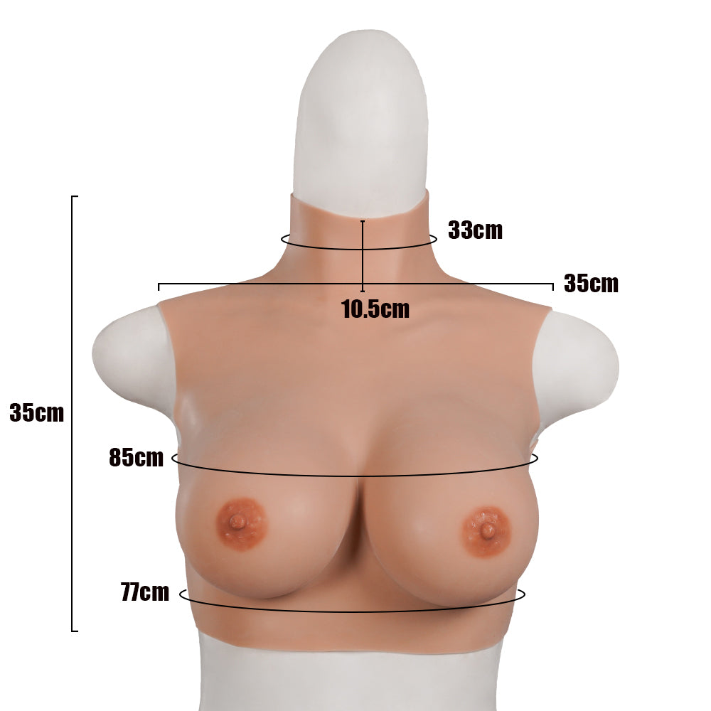 Realistic D Cup High Neck Sleeveless Breast Form