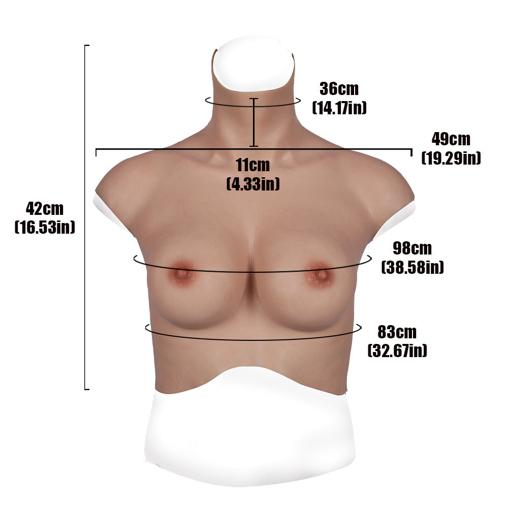 MaleTorso Natural C Cup High Neck Breast Form 7.0 Short Size L