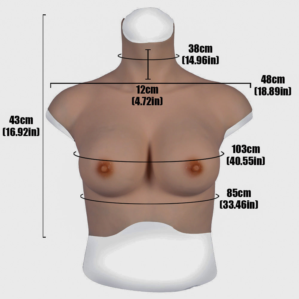 MaleTorso Natural D Cup High Neck Breast Form 7.0 Short Size L