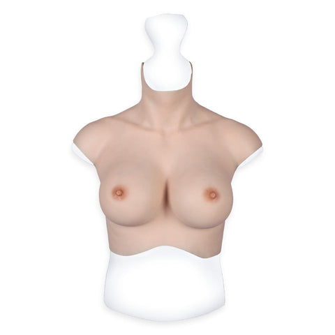 MaleTorso Caucasian E Cup High Neck Breast Form 7.0 Short Size L