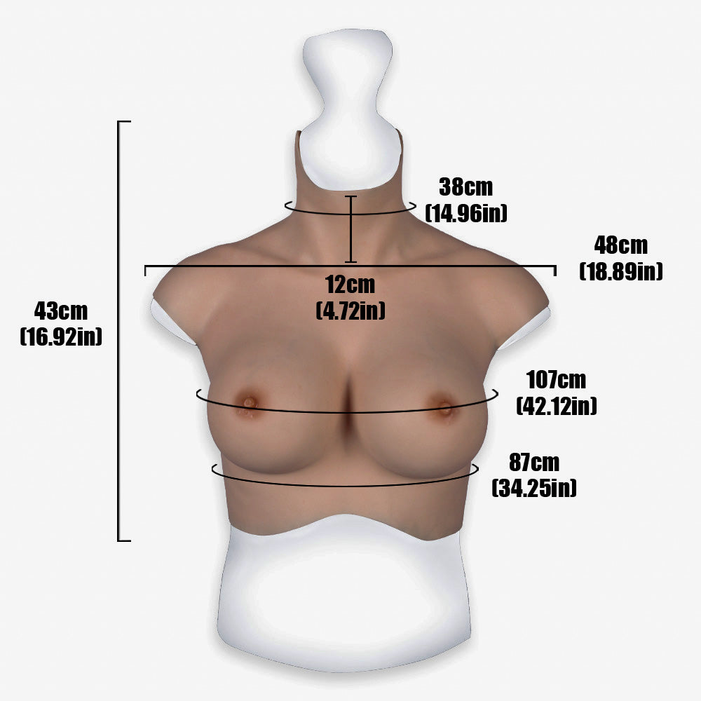 MaleTorso Natural E Cup High Neck Breast Form 7.0 Short Size L
