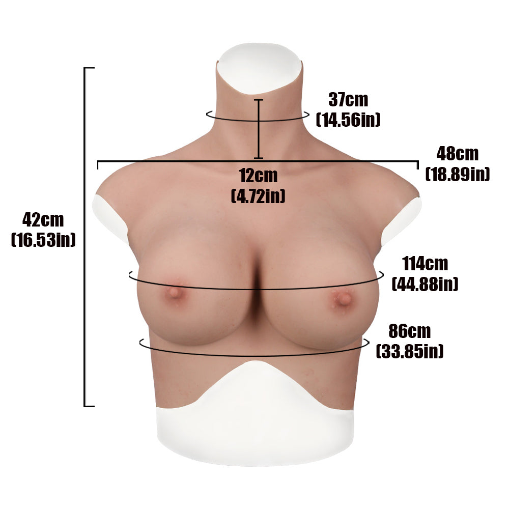 MaleTorso Natural H Cup High Neck Breast Form 7.0 Short Size L