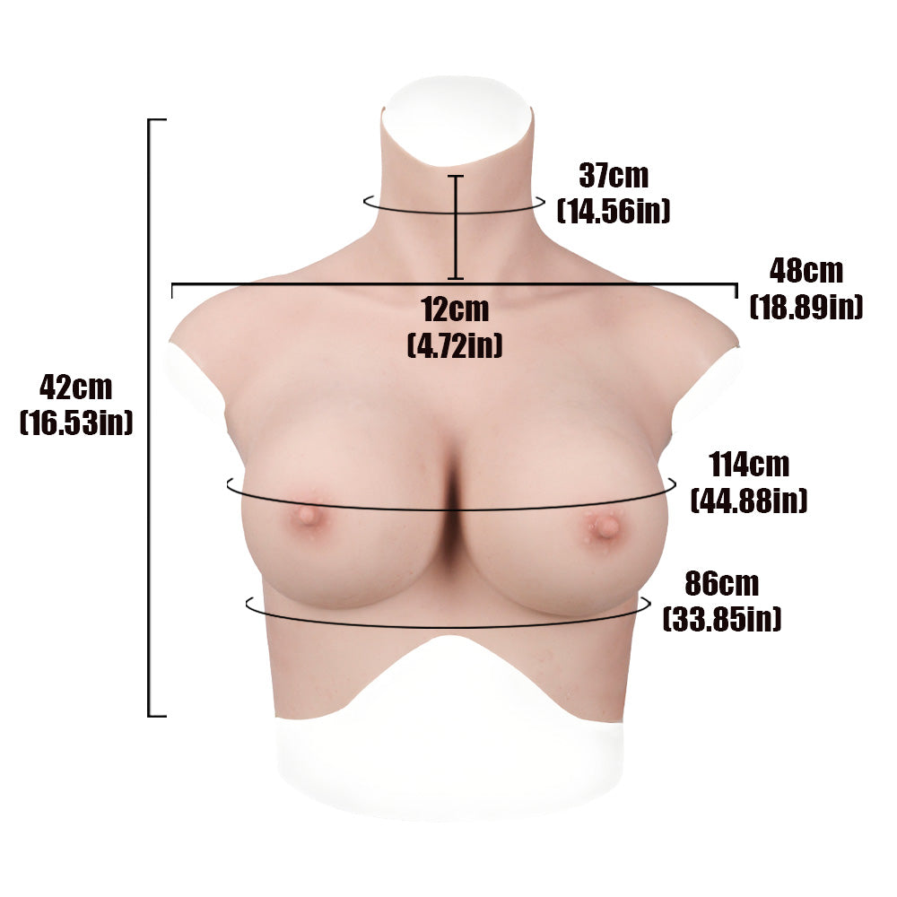 MaleTorso Caucasian H Cup High Neck Breast Form 7.0 Short Size L