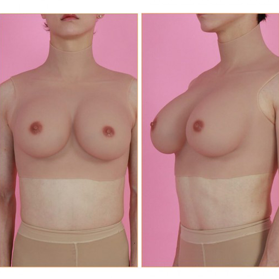Realistic D Cup High Neck Sleeveless Breast Form
