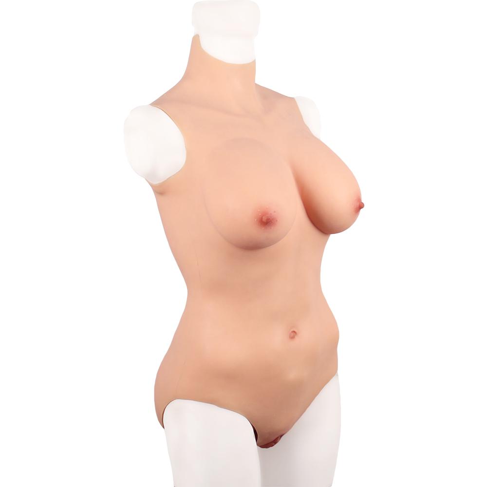 Cross-Love Cross Dress L-Size E-Cup Realistic Crop Top Briefs Silicone Wearable Body Form with Knickers Pant Bodysuit