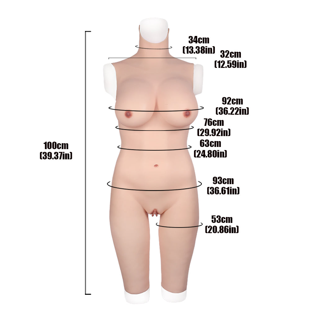 Cross-love Cross Dress Female Silicone Wearable D Cup Body Suit with Lower Capri Pants Cosplay Costume