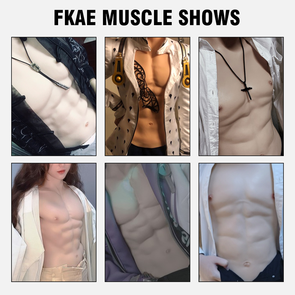 Cross-Love Cross Dress S/L Size Realistic Silicone Wearable Body Form Fake Short-Sleeve Muscle Upper Bodysuit